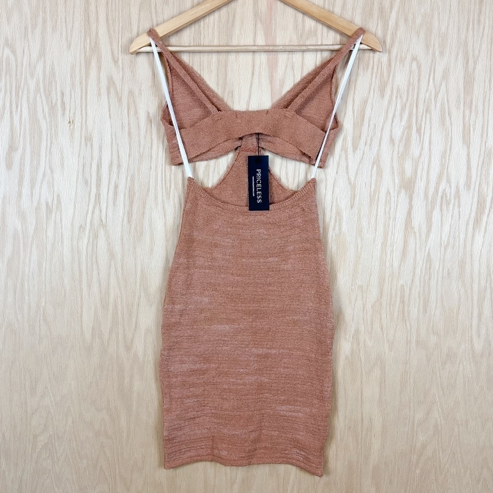 Priceless Rust Knit Cutout Bodycon Dress - Picture 5 of 9